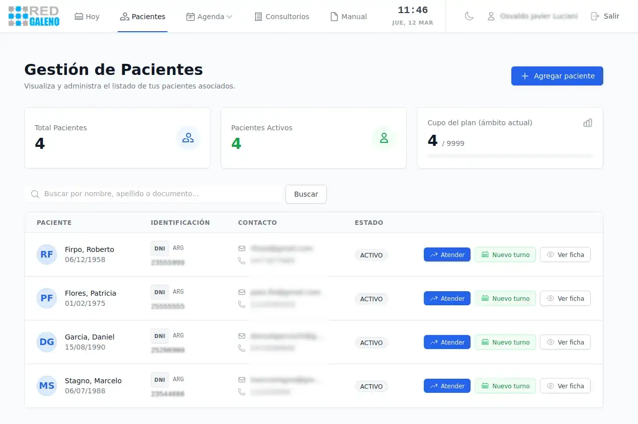 Lista de pacientes